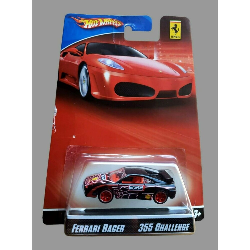 2007 Hot Wheels  FERRARI RACER 355 CHALLENGE Black SPIDER WEB RED Co-Molded 6 SP